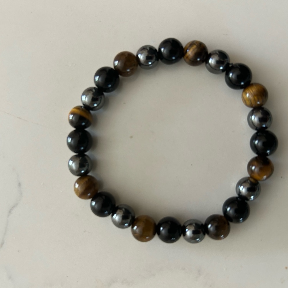 New Black obsidian-Tigers eye-Hematite stretch 8 mm Bracelet